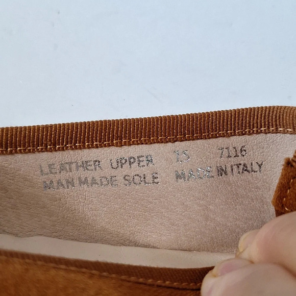Le Matin Brown Suede Leather Preppy Almond Toe Office Slip On Flats Size 38 - Picture 10 of 11